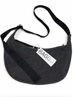 BAGGU dark denim Crescent Crossbody Bag
